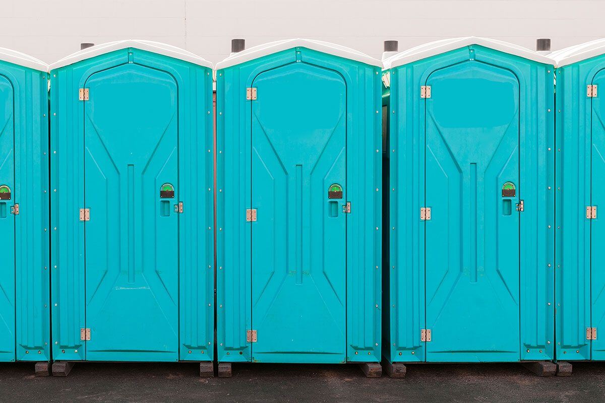 Industrial portable restroom units at a plant in Hobbs, New Mexico